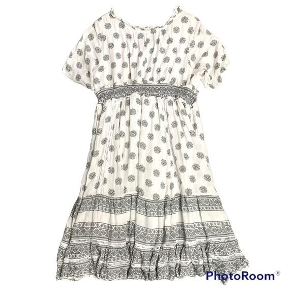 eShatki Wayward Fancies Plus Size Tile Print Ruched Maxi Dress Size 22W - Picture 16 of 16